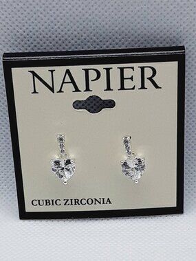 NEW Napier post cz heart earrings